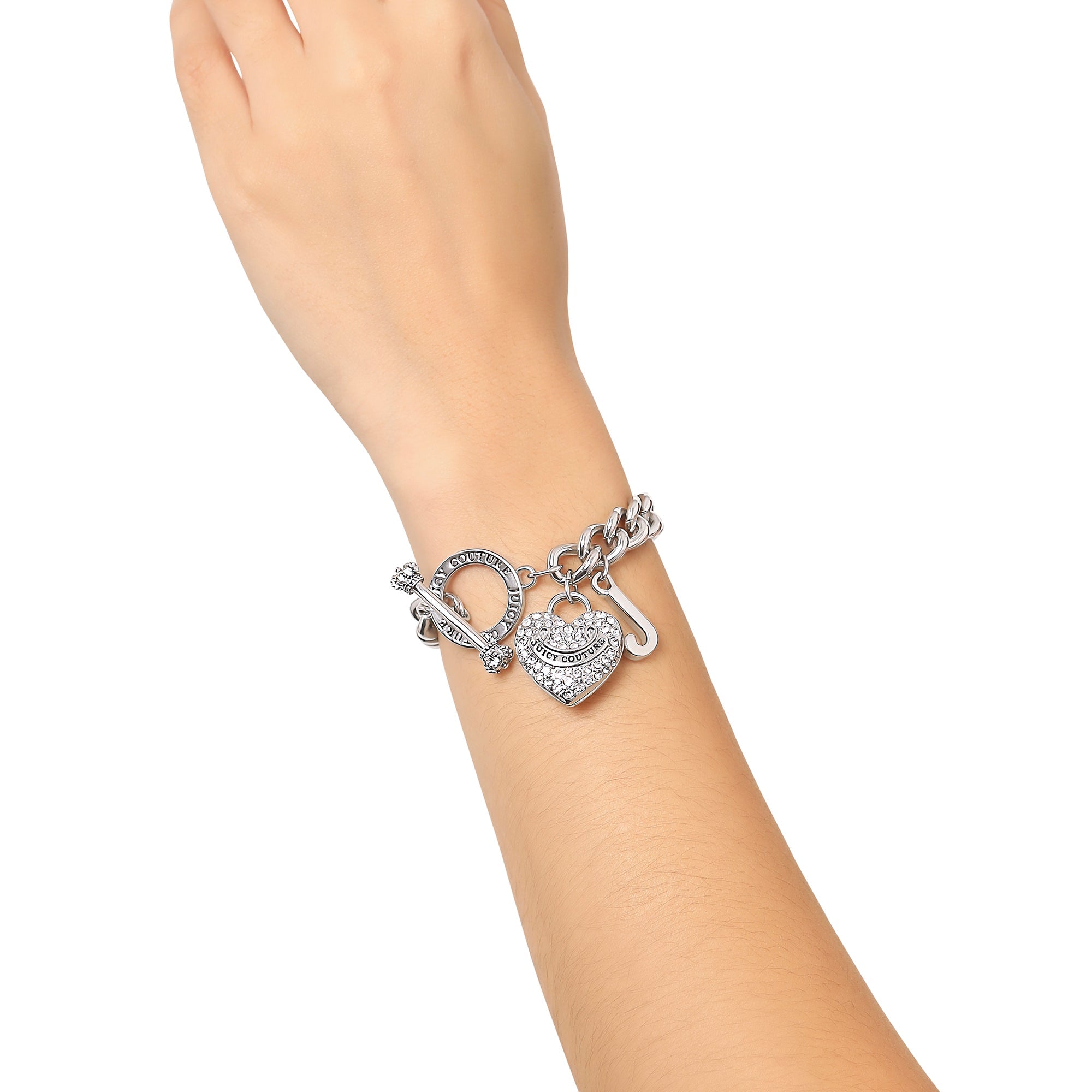Crystal Heart Charm Toggle Bracelet - Image 2