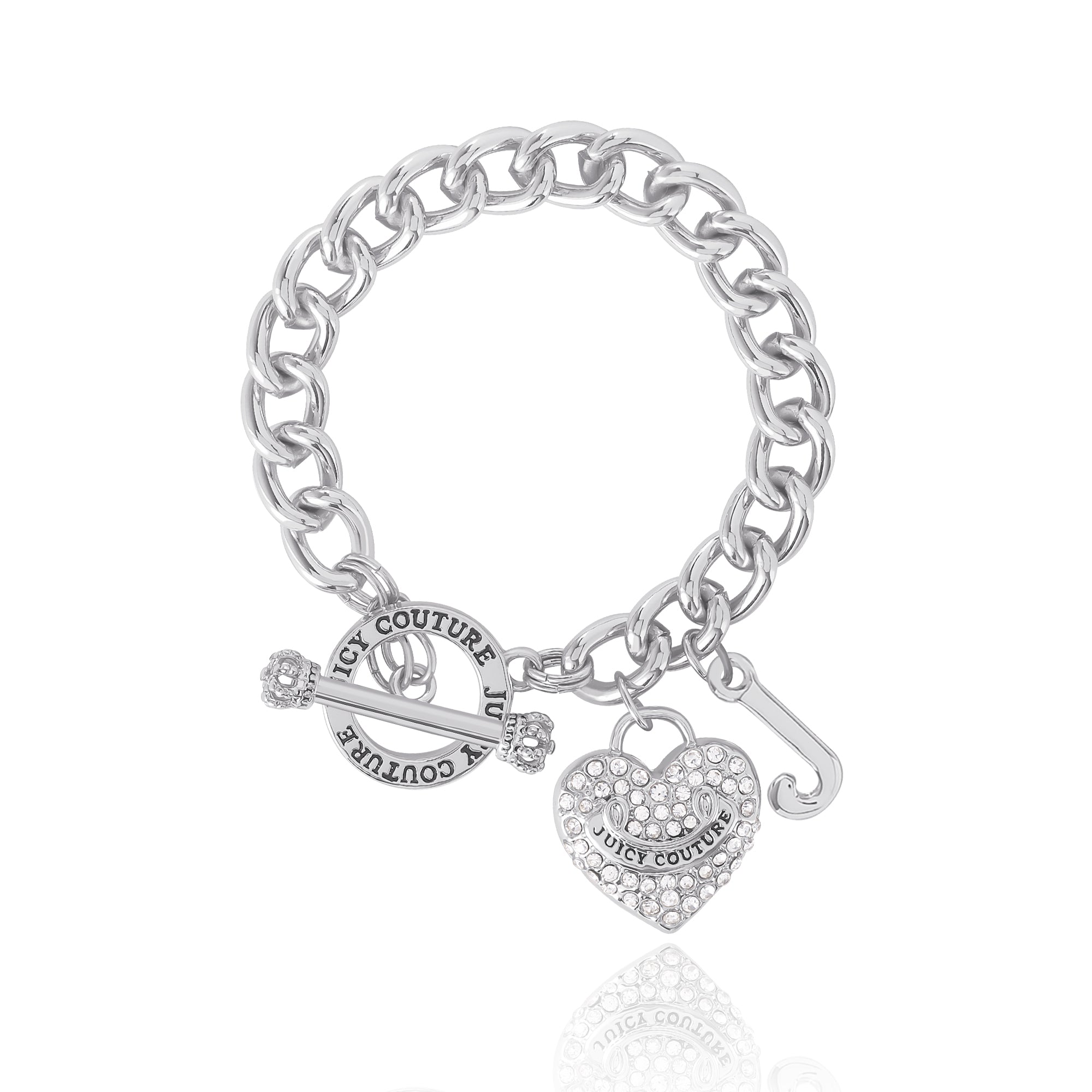 Crystal Heart Charm Toggle Bracelet