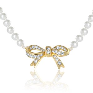 Pearl Necklace with Pav?? Bow