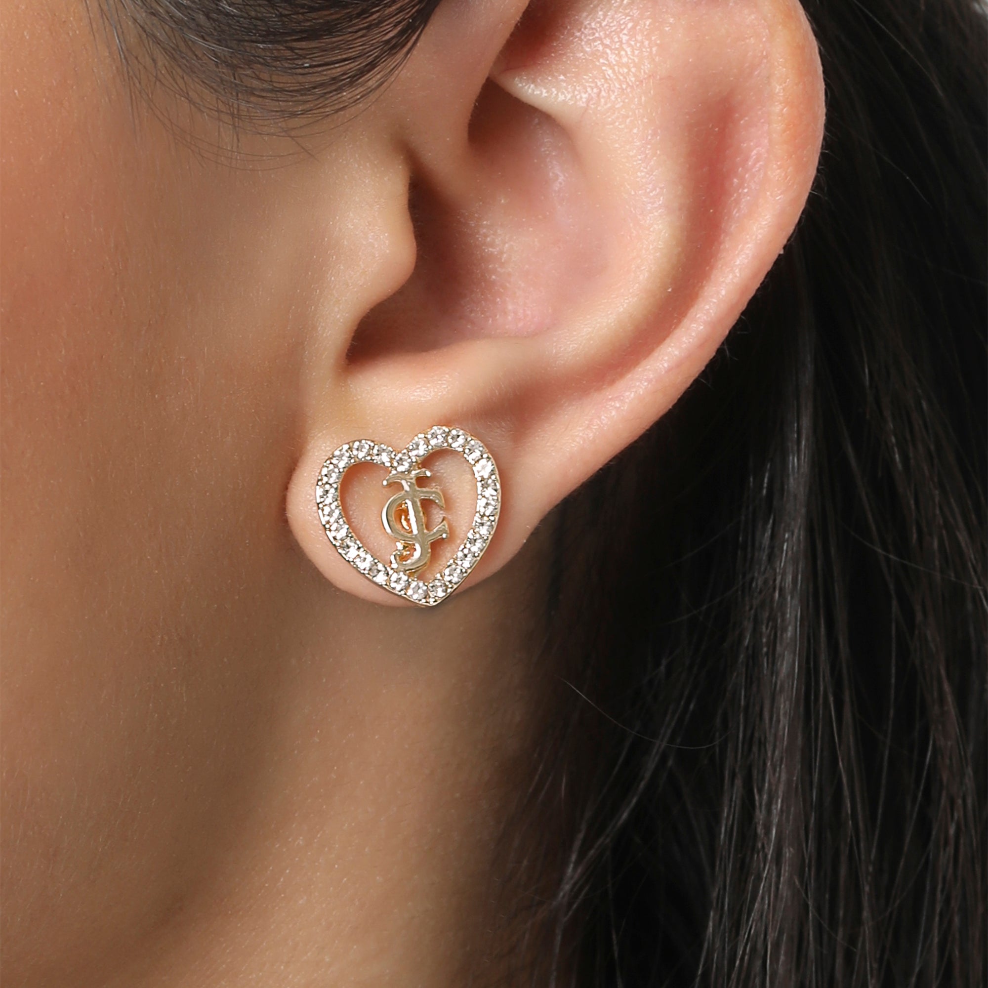 Gold-Tone Pav?? Heart Necklace & Stud Earrings Set - Image 3