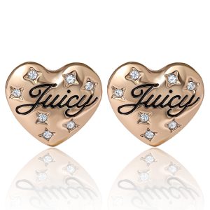 Juicy Crystal-Embellished Heart Stud Earrings