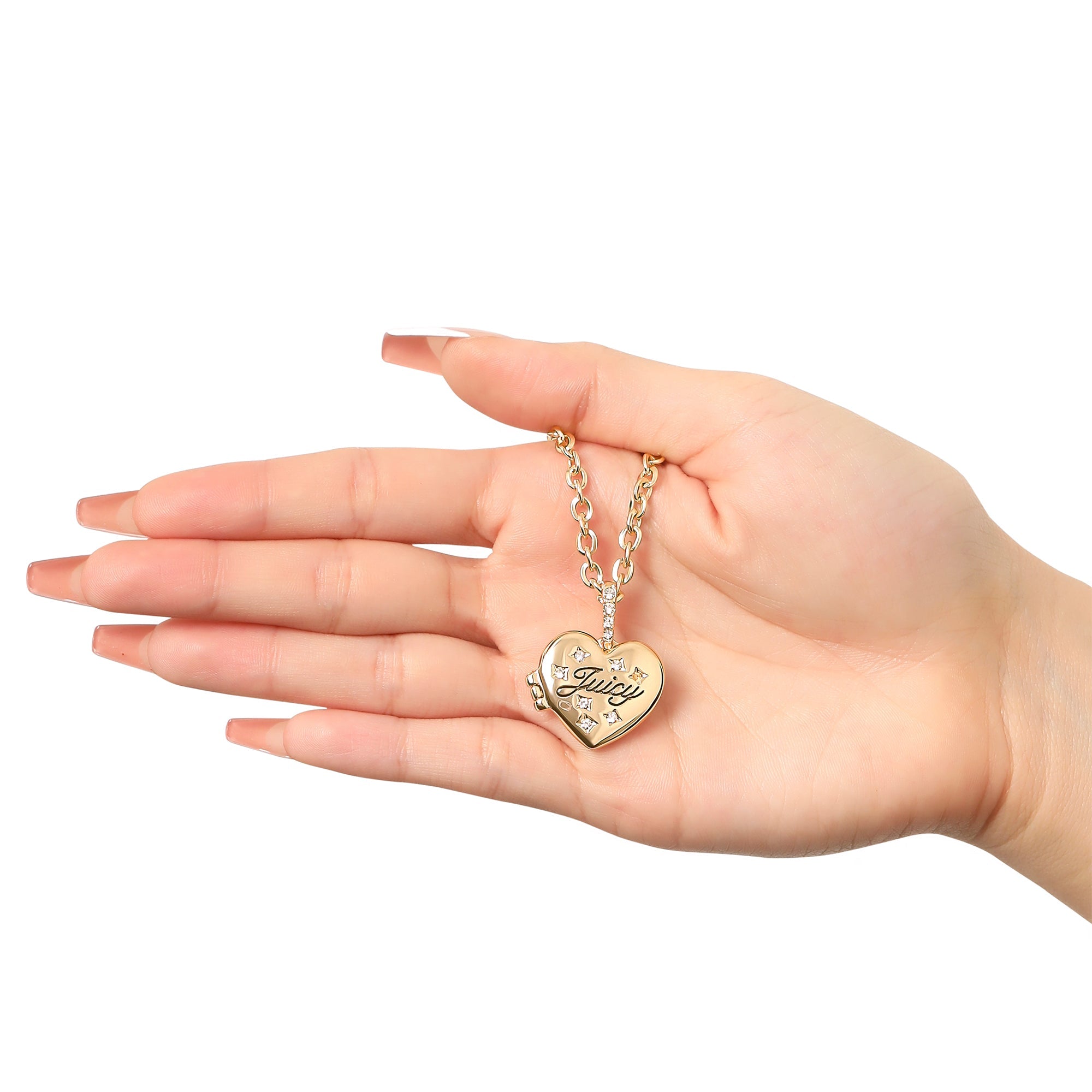 Crystal Heart Locket Pendant Necklace - Image 4