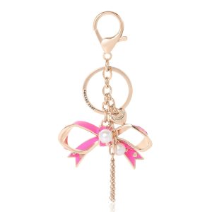 Pink Enamel Heart Keychain Bag Charm