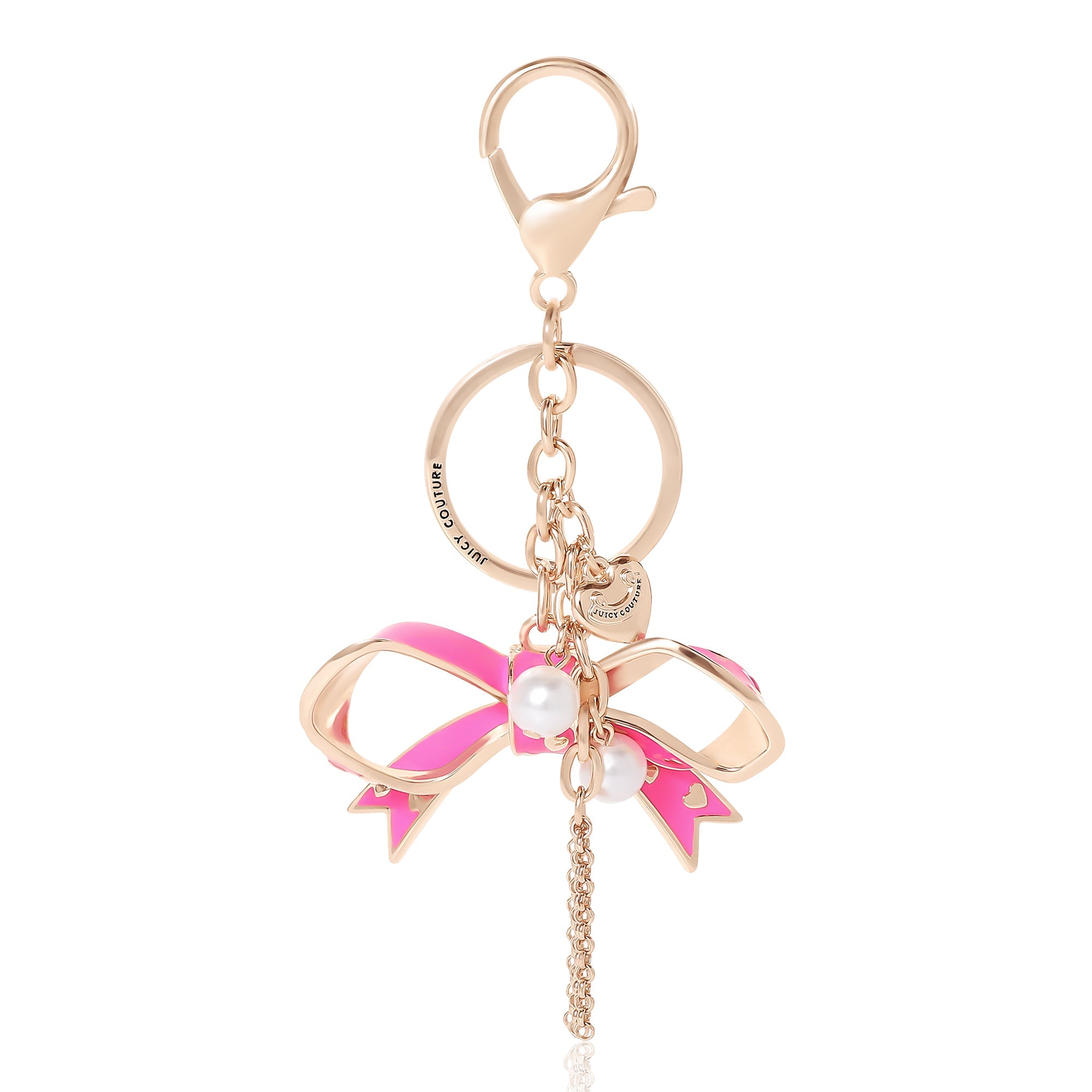 Pink Enamel Heart Keychain Bag Charm