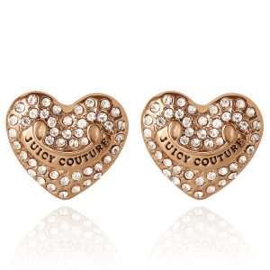 Heart Stud Earrings with Crystal Accents